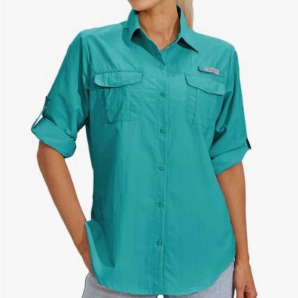 {Magellan Outdoors} teal button down - Picture 1 of 6
